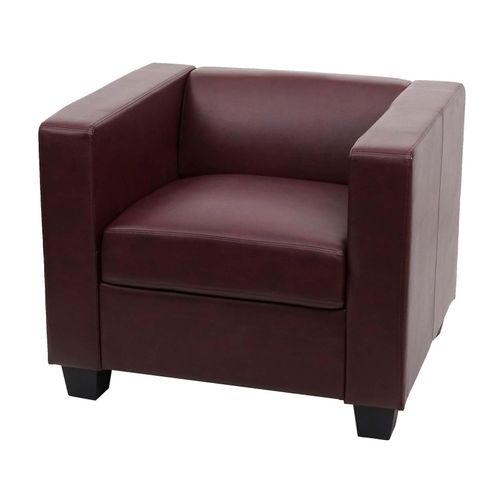 4057651424293 - Sessel Loungesessel Lille ~ Kunstleder rot-braun