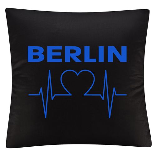 4068859032791 - multifanshop Kissenbezug - Berlin blau - Herzschlag - Druck blau - Kissen