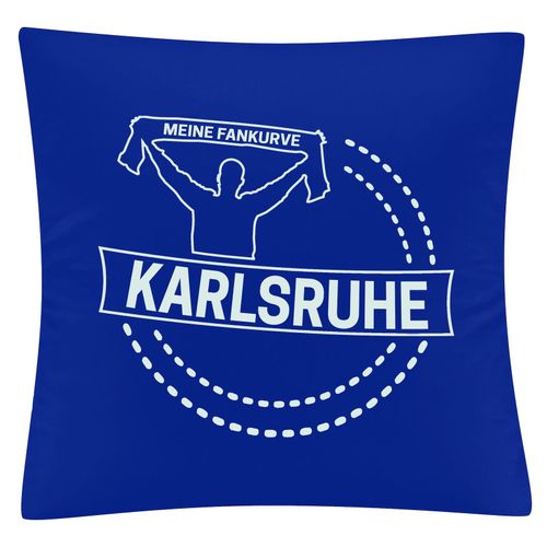 4068859055356 - multifanshop Kissenbezug - Karlsruhe - Meine Fankurve - Druck weiß - Kissen