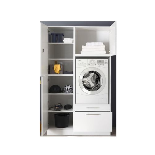 4262376918686 - Clara Waschmaschinenumbauschrank - Einzelmaschinenschrank + 1 Seitenschrank - Hochschrank