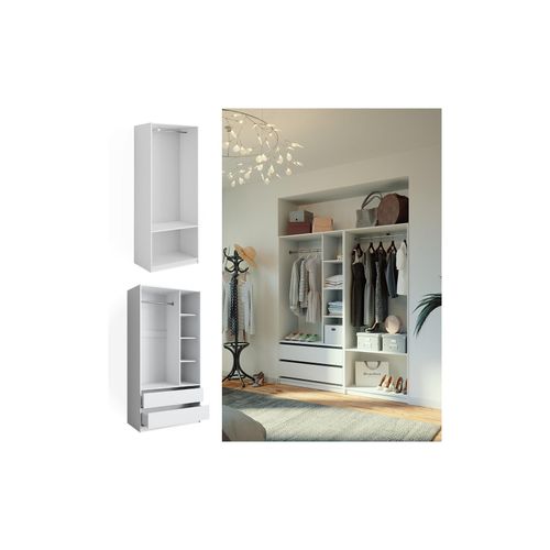4066731451357 - Kleiderschrank Elmo Weiß 80 x 200 cm Set mit 2 Teile