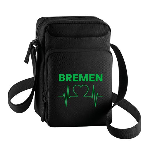 4068859172473 - multifanshop Umhängetasche - Bremen - Herzschlag - Druck grün - Tasche