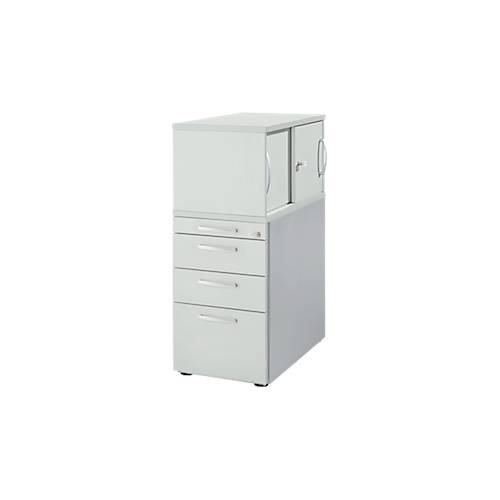 4251898819304 - Genius Standcontainer mit Aufsatzschrank inkl Schiebetür komplett abschließbar runder Griff lichtgrau 4251898819304 - Genius Standcontainer mit Aufsatzschrank inkl Schiebetür komplett abschließbar runder Griff lichtgrau