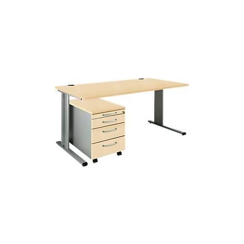 4250510935781 - Pure 2-tlg Büromöbel-Set PLANOVA BASIC Schreibtisch B 1600 mm Ahorn weißalu mit Kabelkanal + Rollcontainer 1233 4250510935781 - Pure 2-tlg Büromöbel-Set PLANOVA BASIC Schreibtisch B 1600 mm Ahorn weißalu mit Kabelkanal + Rollcontainer 1233
