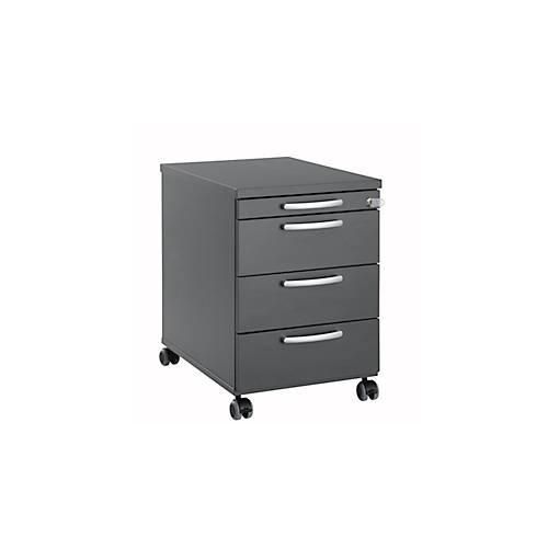 4251898813562 - Rollcontainer 1333 3 Schübe & 1 Utensilienauszug abschließbar runde Griffe Holz Stahl Kunststoff B 434 x T 600 x H 613 mm graphit 4251898813562 - Rollcontainer 1333 3 Schübe & 1 Utensilienauszug abschließbar runde Griffe Holz Stahl Kunststoff B 434 x T 600 x H 613 mm graphit