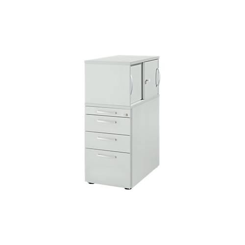 4251898819298 - Genius Standcontainer mit Aufsatzschrank inkl Schiebetür komplett abschließbar runder Griff lichtgrau 4251898819298 - Genius Standcontainer mit Aufsatzschrank inkl Schiebetür komplett abschließbar runder Griff lichtgrau