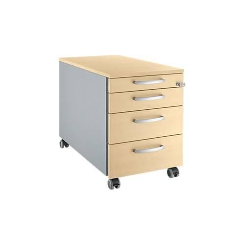 4250510832325 - Pure Rollcontainer 1233 3 Schübe & 1 Utensilienauszug abschließbar Rundgriffe B 435 x T 765 x H 577 mm weißalu weißalu Ahorn 4250510832325 - Pure Rollcontainer 1233 3 Schübe & 1 Utensilienauszug abschließbar Rundgriffe B 435 x T 765 x H 577 mm weißalu weißalu Ahorn