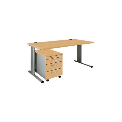 4250510935880 - Pure 2-tlg Büromöbel-Set PLANOVA BASIC Schreibtisch B 1600 mm Buche weißalu mit Kabelkanal + Rollcontainer 1233 4250510935880 - Pure 2-tlg Büromöbel-Set PLANOVA BASIC Schreibtisch B 1600 mm Buche weißalu mit Kabelkanal + Rollcontainer 1233