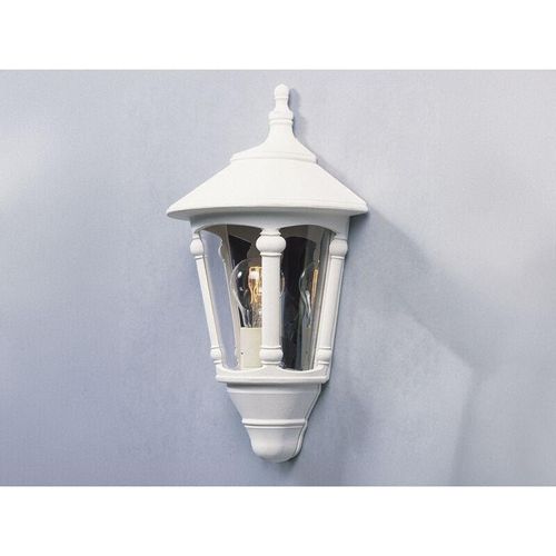 4262442798631 - Meinewunschleuchte - Außenwandleuchte led Laterne Halbschale Aluminium Weiß Höhe 44cm