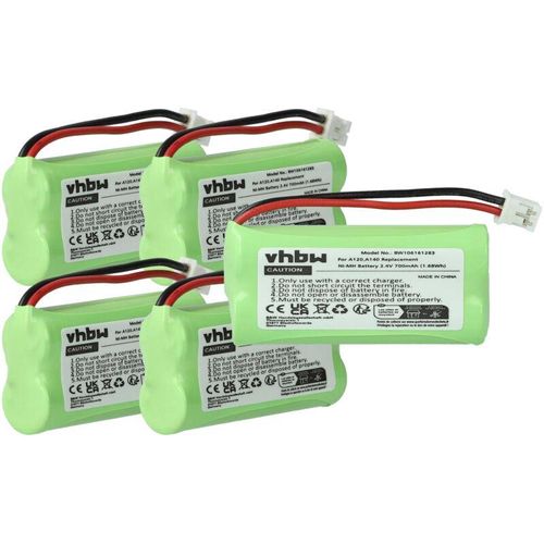 4069099538364 - 5x Akku kompatibel mit Siemens Gigaset AS150 AS15 AS160 AS150 duo AS150 trio AS145 C240 schnurlos Festnetz Telefon (700 mAh 24 v NiMH) - Vhbw