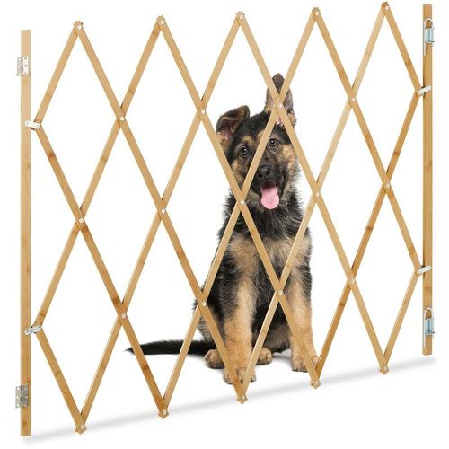 4052025452759 - Hundeabsperrgitter ausziehbar bis 130 cm 875-100 cm hoch Bambus Hunde Schutzgitter für Treppe & Tür natur - Relaxdays