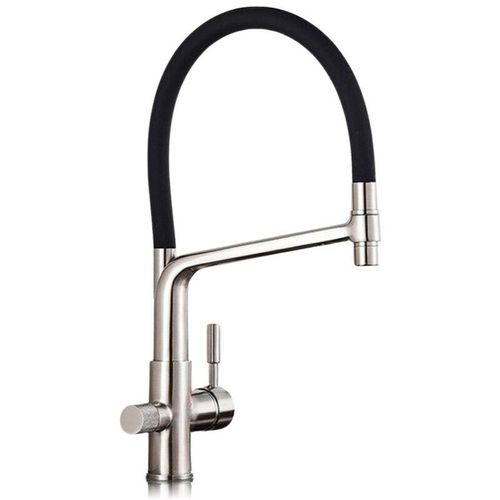 3321326755144 - Rosmmel - 3 wege wasserhahn für osmoseanlage abnehmbar um 360 ° drehbar modern von die Hermes-Reihe gebürstetes Nickel