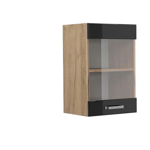 4066731344208 - Glashängeschrank Küchenschrank R-Line Solid Eiche Schwarz 40 cm modern