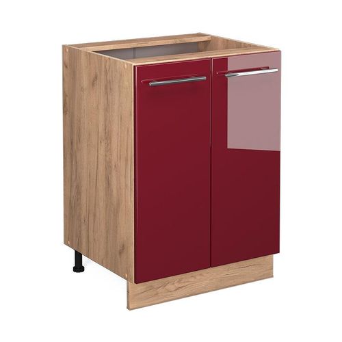 4066731388646 - Küchenunterschrank Fame-Line Bordeaux Hochglanz 60 cm  ap Eiche Vicco