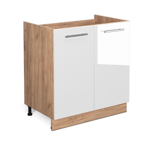 4066731392032 - Spülenunterschrank Fame-Line Weiß Hochglanz 80 cm  ap Anthrazit Vicco