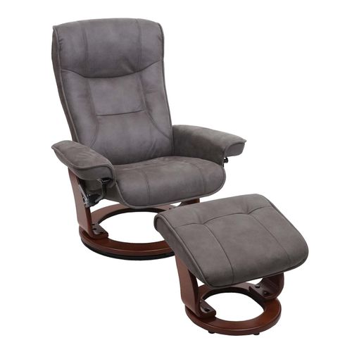 4057651410548 - MCA Relaxsessel Halifax Fernsehsessel Hocker Stoff Textil 130kg belastbar ~ dunkelgrau walnussfarben