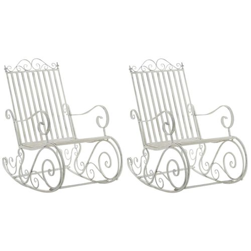 4251756467784 - 2er Set Eisen-Schaukelstühle Smilla im Landhausstil I Schwingstühle mit hoher Rückenlehne mit Armlehnen 4251756467784 - 2er Set Eisen-Schaukelstühle Smilla im Landhausstil I Schwingstühle mit hoher Rückenlehne mit Armlehnen