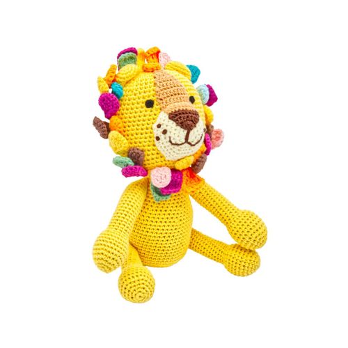4255686400415 - Handgestrickter Löwe Lio gehäkelt Spielzeug 28 cm aus Baumwolle