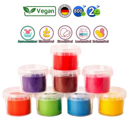 4255686400705 - Knete für Kinder 800g Vegan Knete Set in 8 verschiedenen Farben ab 2J