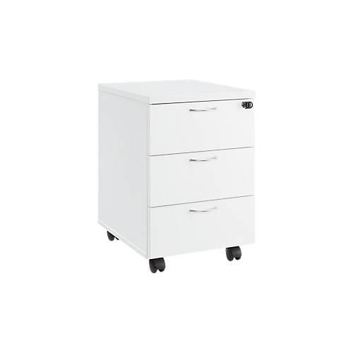 8697837514149 - Rollcontainer 333 3 Schübe abschließbar Metallgriffe 4 Doppellenkrollen B 404 x T 500 x H 590 mm weiß