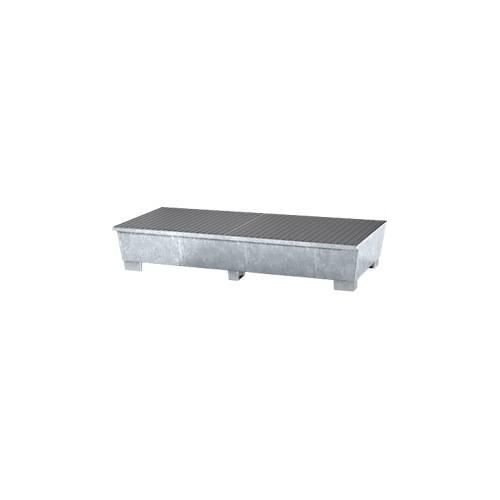 4250101115103 - IBC-Station ASECOS Stahl mit Gitterrost u Staplerschuhen 1000 l Auffangvolumen B 2680 x T 1300 x H 483 mm verzinkt