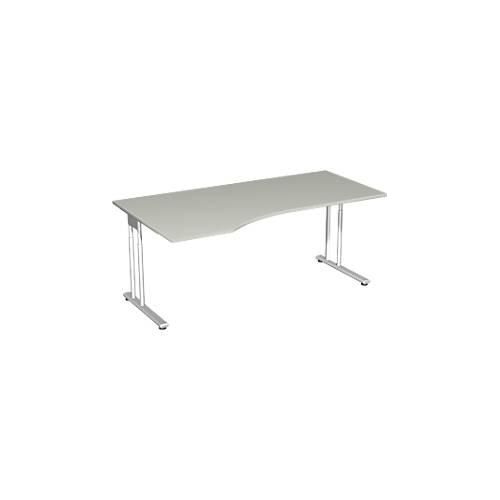 4038933430164 - Schreibtisch mit Ansatz PALENQUE C-Fuß Freiform links B 1800 x T 1000 800 x H 680-820 mm lichtgrau 4038933430164 - Schreibtisch mit Ansatz PALENQUE C-Fuß Freiform links B 1800 x T 1000 800 x H 680-820 mm lichtgrau