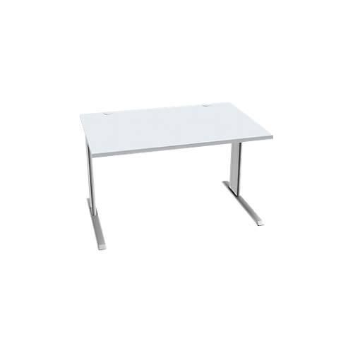 4250510837191 - Pure Schreibtisch PLANOVA BASIC Rechteck C-Fuß B 1200 x T 800 x H 717 mm lichtgrau weißaluminium + Kabelkanal