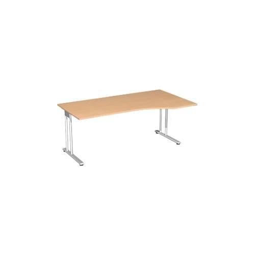 4038933479699 - Schreibtisch mit Ansatz PALENQUE C-Fuß Freiform manuelle Höhenverstellung Ansatz rechts B 1800 x T 800 1000 x H 680-820 mm Buche-Dekor 4038933479699 - Schreibtisch mit Ansatz PALENQUE C-Fuß Freiform manuelle Höhenverstellung Ansatz rechts B 1800 x T 800 1000 x H 680-820 mm Buche-Dekor