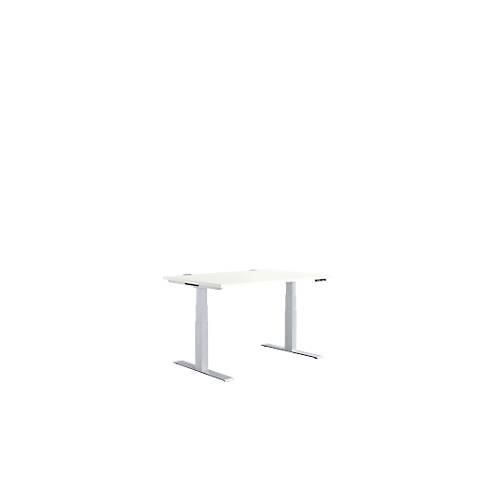 4250510820407 - Genius Schreibtisch MODENA FLEX elektrisch höhenverstellbar Rechteck T-Fuß B 1200 x T 800 x H 645-1290 mm weiß weißalu