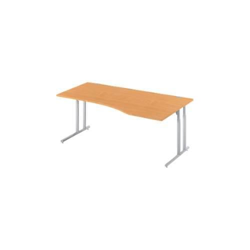 4250510821312 - Select Schreibtisch COMBITEC Freiform Ansatz rechts C-Fuß B 1800 x T 1000 800 x H 677-817 mm Buche weißaluminium 4250510821312 - Select Schreibtisch COMBITEC Freiform Ansatz rechts C-Fuß B 1800 x T 1000 800 x H 677-817 mm Buche weißaluminium