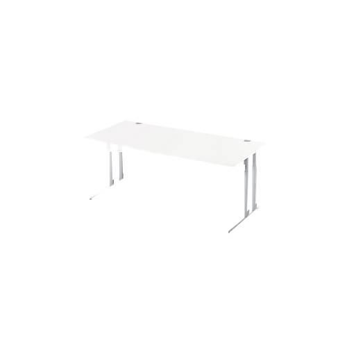 4250510829974 - Select Schreibtisch COMBITEC Freiform Ansatz links C-Fuß B 1800 x T 1000 800 x H 677-817 mm weiß weißaluminium 4250510829974 - Select Schreibtisch COMBITEC Freiform Ansatz links C-Fuß B 1800 x T 1000 800 x H 677-817 mm weiß weißaluminium