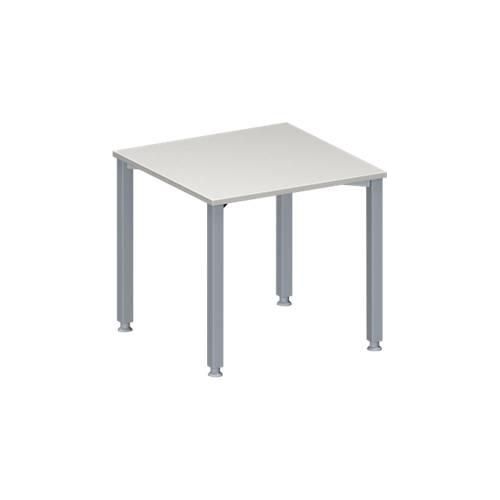 4251898814446 - Genius Konferenztisch MODENA FLEX Quadrat 4-Fuß Quadratrohr B 800 x T 800 x H 720-840 mm lichtgrau weißaluminium RAL 9006