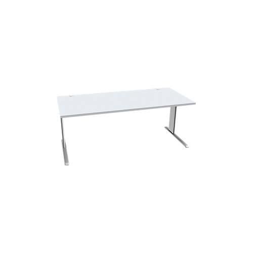 4250510837399 - Pure Schreibtisch PLANOVA BASIC Rechteck C-Fuß B 1800 x T 800 x H 717 mm lichtgrau weißaluminium + Kabelkanal