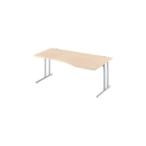 4250510821305 - Select Schreibtisch COMBITEC Freiform Ansatz rechts C-Fuß B 1800 x T 1000 800 x H 677-817 mm Ahorn weißaluminium 4250510821305 - Select Schreibtisch COMBITEC Freiform Ansatz rechts C-Fuß B 1800 x T 1000 800 x H 677-817 mm Ahorn weißaluminium