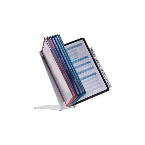 4005546502588 - DURABLE Tischständer-Komplett-Set Ständer in L-Form aus Stahlblech mit 10 Sichttafeln farbig sortiert inklusive Aufsteckreiter 58 mm lang