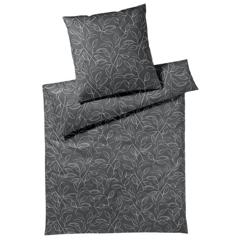 4029058296957 - Bettwäsche ELEGANTE Floral Gr B L 135 cm x 200 cm 1 St 1 St Mako-Satin B L 80 cm x 80 cm grau (basalt) angenehmes Hautgefühl