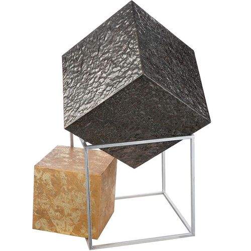 4063387842584 - Wanddekoobjekt CASABLANCA BY GILDE Dekoobjekt Cubes Wanddekoobjekte Gr B H T 39 cm x 40 cm x 75 cm grau (anthrazitfarben goldfarben) Wanddekoration