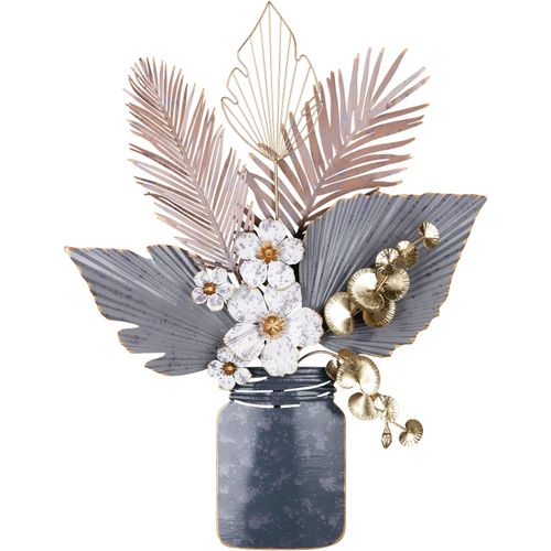 4063387678817 - Wanddekoobjekt GILDE Wandrelief Vase Viola grau Wanddekoobjekte B H T 73cm x 95cm x 11cm Metall B73cm H95cm T11cm