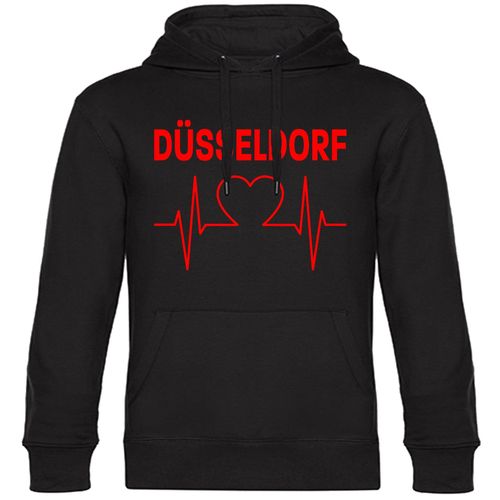 4068859105501 - multifanshop Kapuzen Sweatshirt - Düsseldorf - Herzschlag - Druck rot - Hoodie