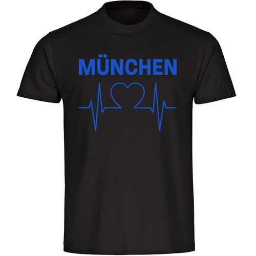 4068859039738 - multifanshop Herren T-Shirt - München blau - Herzschlag - Druck blau - Männer