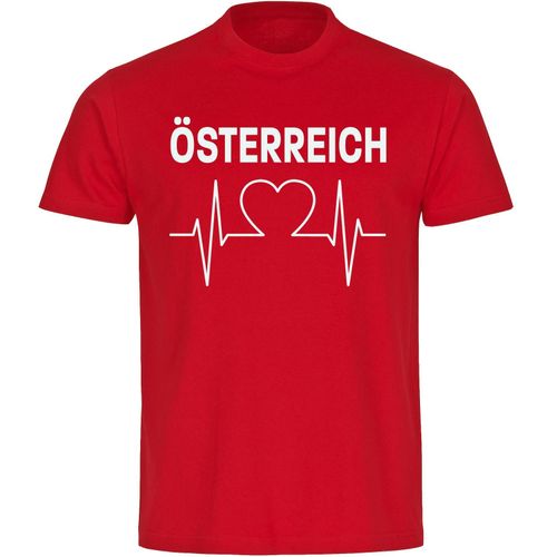 4068859469115 - multifanshop Herren T-Shirt - Österreich - Herzschlag - Druck weiß - Männer