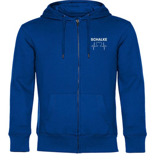 4068859005771 - multifanshop Kapuzen Sweatshirt Jacke - Schalke - Herzschlag - Druck weiß - Sweat