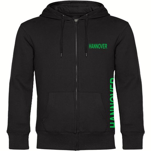 4068859166984 - multifanshop Kapuzen Sweatshirt Jacke - Hannover - Brust & Seite - Druck grün - Sweat