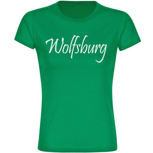 4068859184780 - multifanshop Damen T-Shirt - Wolfsburg - Schriftzug - Druck weiß - Frauen