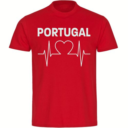4068859229511 - multifanshop Herren T-Shirt - Portugal - Herzschlag - Druck weiß - Männer