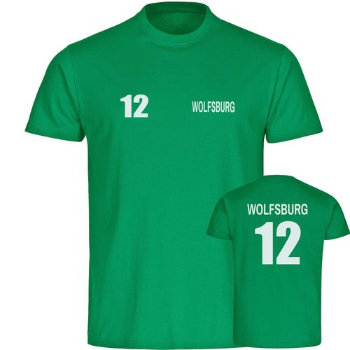 4068859170868 - multifanshop Herren T-Shirt - Wolfsburg - Trikot Nummer 12 - Druck weiß - Männer