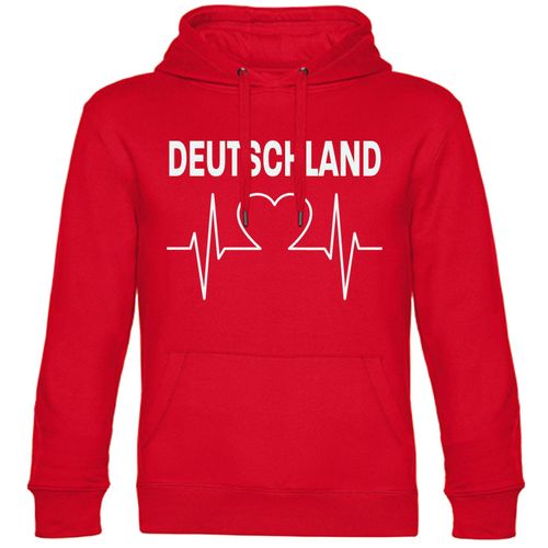 4068859269814 - multifanshop Kapuzen Sweatshirt - Deutschland - Herzschlag - Druck weiß - Hoodie