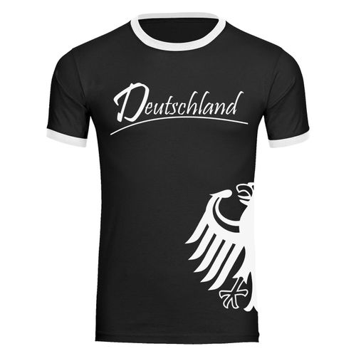 4068859264079 - multifanshop Kontrast T-Shirt - Deutschland - Adler seitlich - Druck weiß - Männer