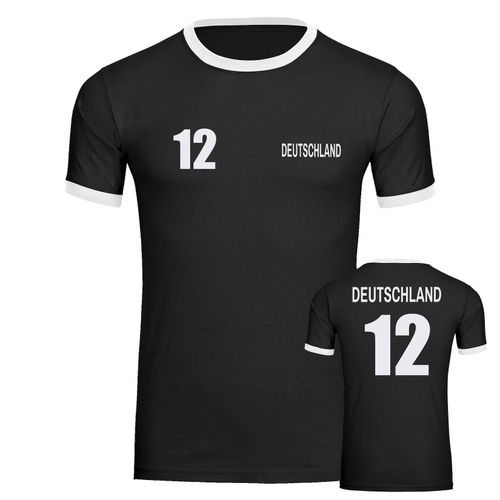 4068859268176 - multifanshop Kontrast T-Shirt - Deutschland - Trikot Nummer 12 - Druck weiß - Männer