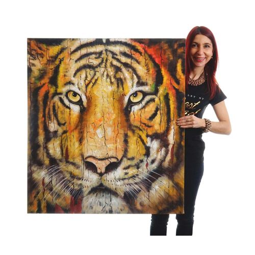 4052826182480 - Wandbild Tiger 100% handgemaltes Ölgemälde Gemälde XL 100x90cm 4052826182480 - Wandbild Tiger 100% handgemaltes Ölgemälde Gemälde XL 100x90cm